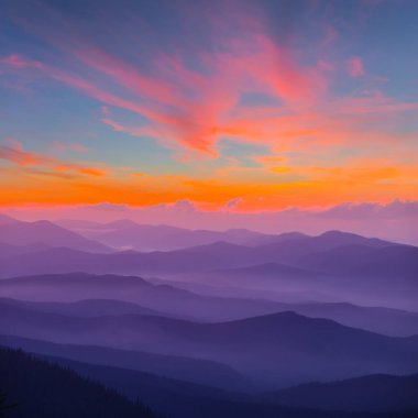 Alacakaranlıktaki dağ sırtı silueti