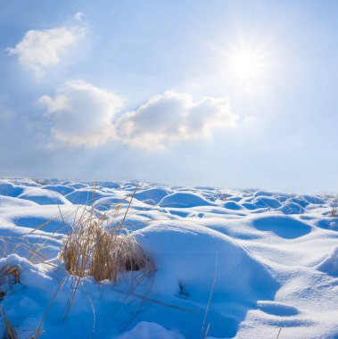 Geniş karlı ovalarda güneşli kış günlerinde
