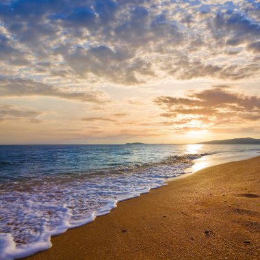 dramatik günbatımı kum deniz plaj