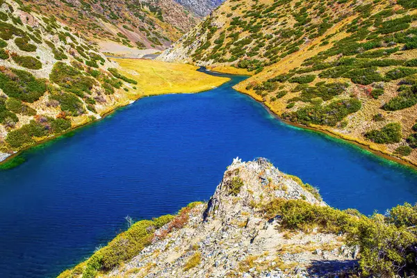 Mountain Lake Koksay Aksu Zhabagly Nature Reserve Lake Koksay Located — Zdjęcie stockowe