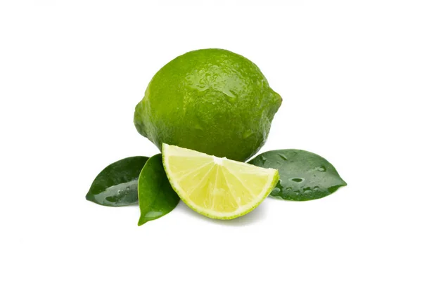 Färsk Lime Vit Bakgrund — Stockfoto
