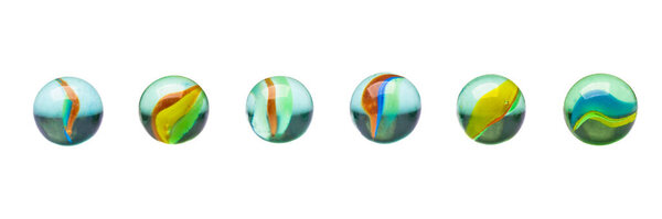 Coloredl glass marbles ball on white background
