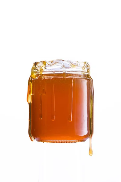 Krukke Full Honning Honning Dråpe – stockfoto