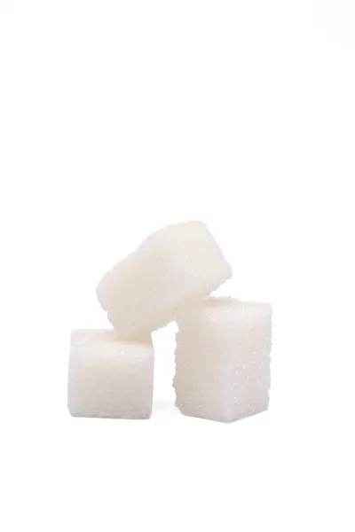 Weißer Zuckerwürfel Auf Weißem Hintergrund — Stockfoto