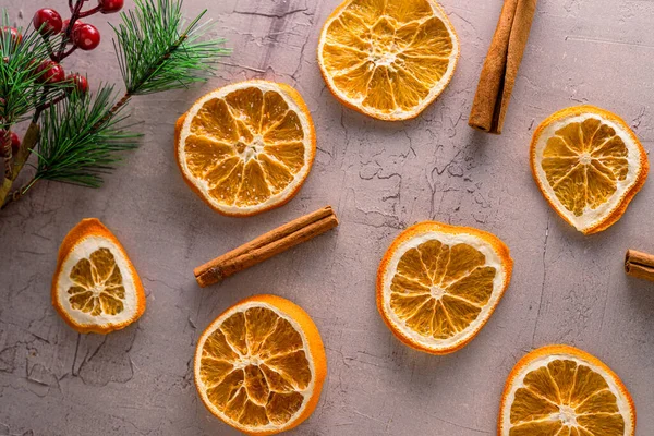 stock image Dried orange slices on vintage background