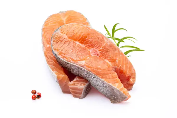 Salmon Slice White Background — Stockfoto
