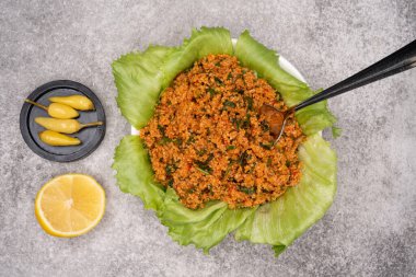 Türk yapımı ev yapımı gıdalar. Bulgur yemeği.