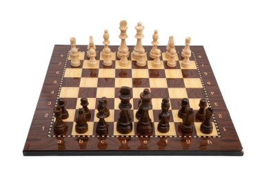 Satranç tahtası ve satranç taşları. Strateji oyunu