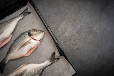 Fırında pişmemiş balık.