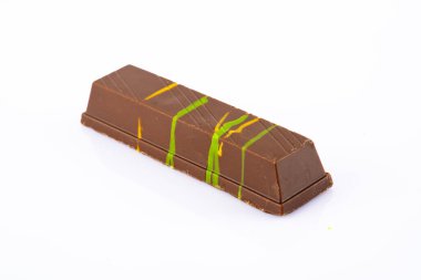 Chocolate bar filled with pistachio kunafa. Dubai chocolate clipart