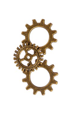 Beyaz arkaplanda metal dişliler