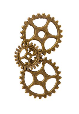 Beyaz arkaplanda metal dişliler