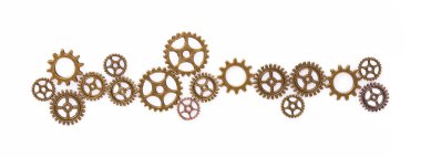 Beyaz arkaplanda metal dişliler