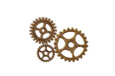 Beyaz arkaplanda metal dişliler