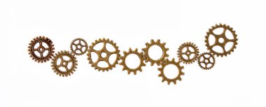 Beyaz arkaplanda metal dişliler