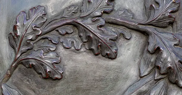 Oud Brons Metalen Bladeren Bronzen Textuur Achtergrond — Stockfoto