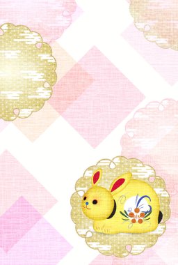 Rabbit New Year's card Japanese pattern background