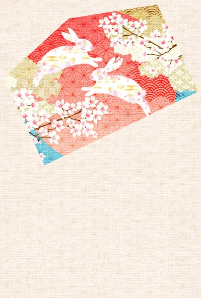 うさぎ桜年賀状の背景 — ストックベクタ