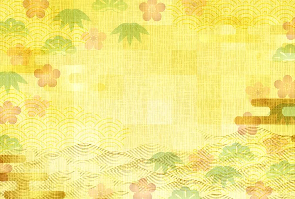 Новогодняя Открытка Shochikubai Gold — стоковый вектор