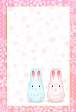 Rabbit New Year's card Japanese pattern background