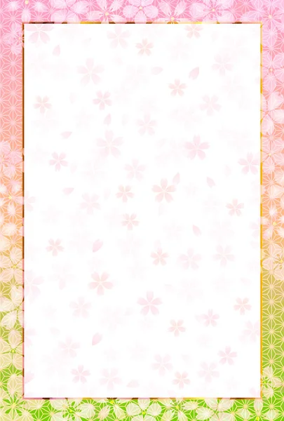 Cherry Blossoms Nyårskort Japanska Mönster Bakgrund — Stock vektor