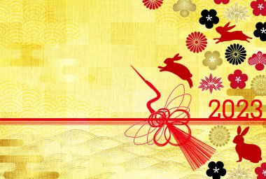 Rabbit New Year's card Japanese pattern background