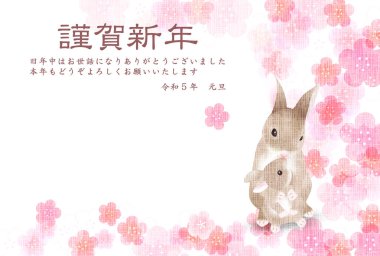 Rabbit New Year's card Japanese pattern background