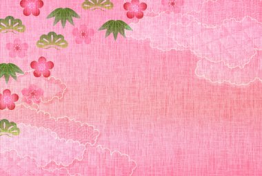 Shochiku ve erik Japon desenli yeni yıl kartı arkaplanı