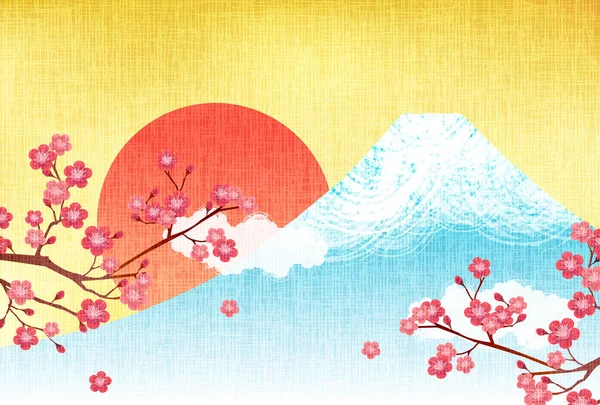 Fuji New Year Card Japanese Pattern Background — Stok Vektör
