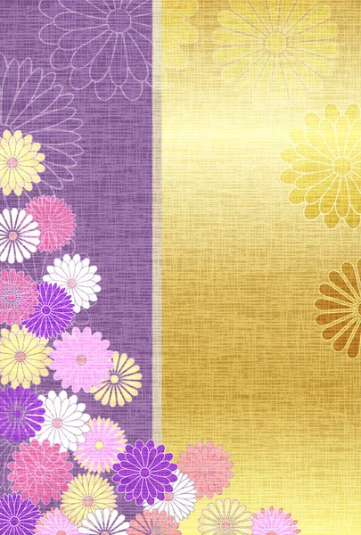 Chrysanthemum Újévi Kártya Japán Minta Háttér — Stock Vector