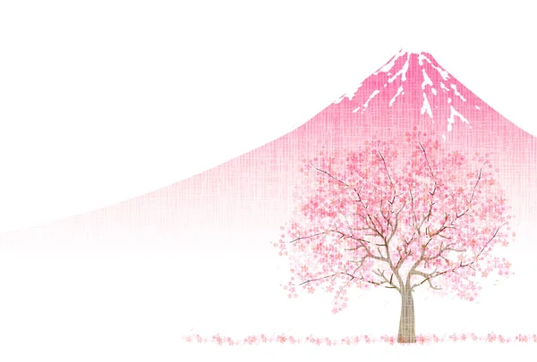 Monte Fuji Flor Cerezo Fondo Tarjeta Año Nuevo — Archivo Imágenes Vectoriales