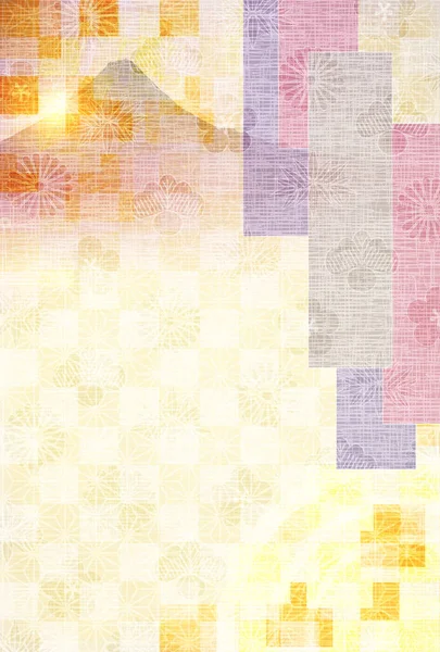 Fuji New Year Card Japanese Pattern Background — 图库矢量图片