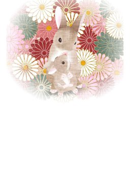 Rabbit New Year's card Japanese pattern background