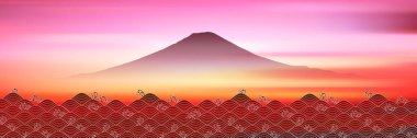 Fuji New Year's card Japanese pattern background
