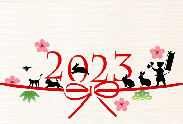 Rabbit New Year Card Japanese Pattern Background — Stockvektor