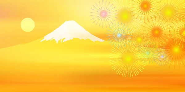 富士新年烟花背景 — 图库矢量图片