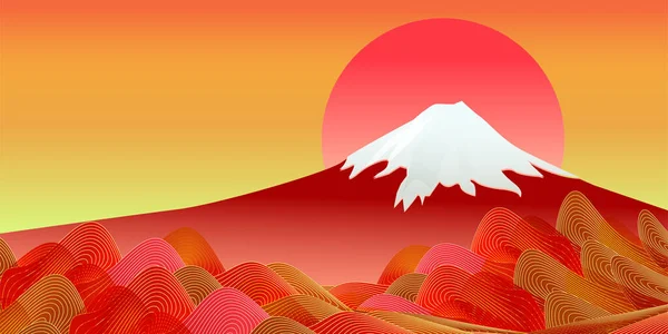 Fuji New Year Card Japanese Pattern Background — 图库矢量图片