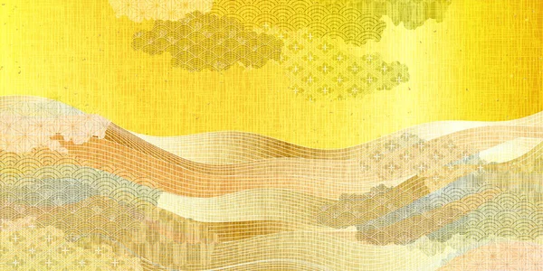 Welle Japanisches Muster Neujahrskarte Hintergrund — Stockvektor
