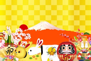 Rabbit New Year's card Japanese pattern background