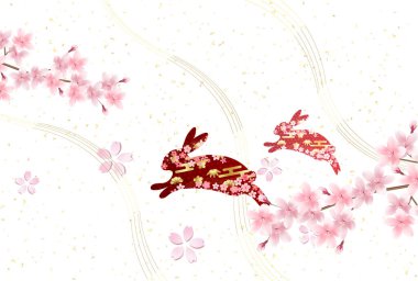 Rabbit New Year's card Japanese pattern background