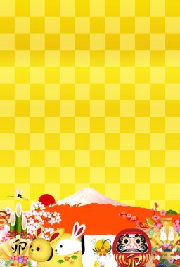 Rabbit New Year's card Japanese pattern background
