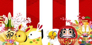 Rabbit New Year's card Japanese pattern background