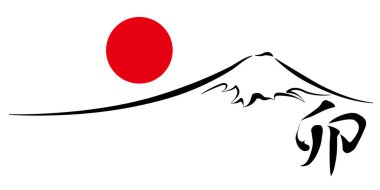 Rabbit New Year's card Mt. Fuji background