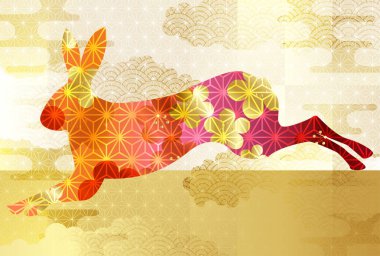 Rabbit New Year's card Japanese pattern background