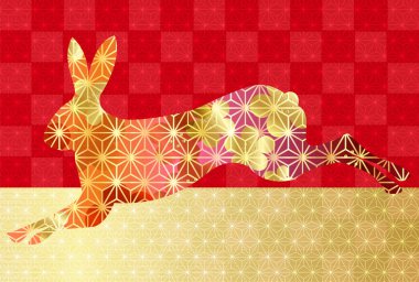 Rabbit New Year's card Japanese pattern background