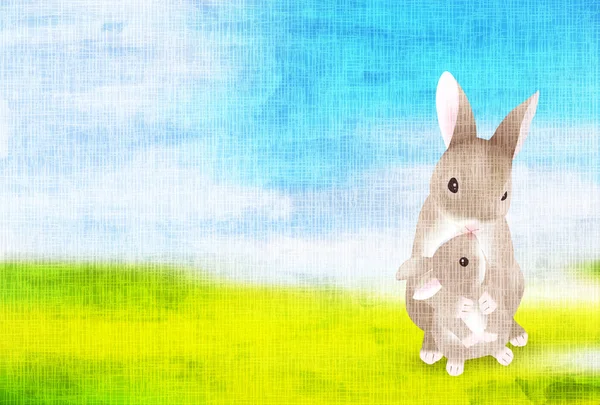 Новогодняя Открытка Кролика Пейзаж — стоковый вектор