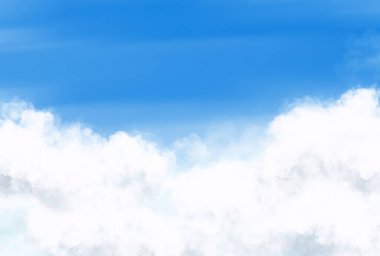 Gökyüzü bulutlu manzara suluboya arkaplan