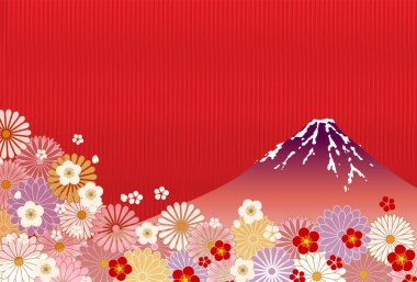 Fuji Dağı erik Japon desenli arka plan