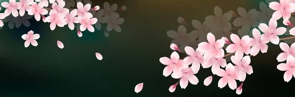 Cerisier Fleur Printemps Paysage Arrière Plan — Image vectorielle