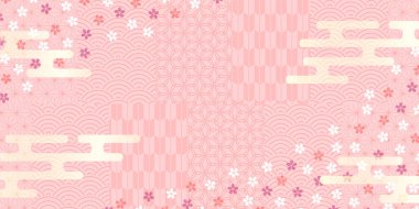 Kiraz çiçeği Japon desenli bahar arkaplanı